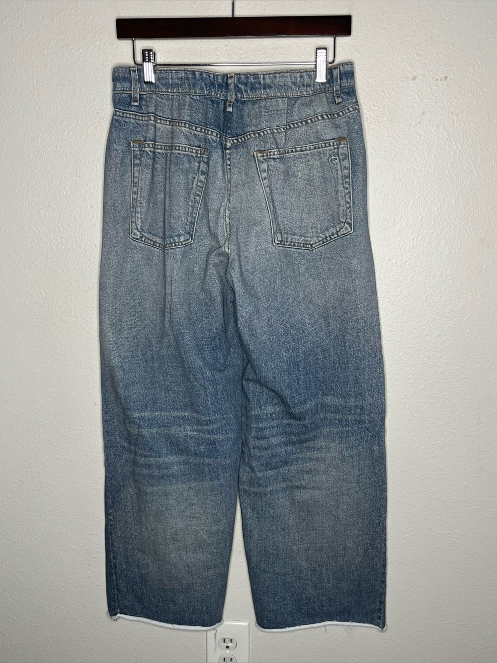 Rag & Bone Miramar Denim Printed Raw Hem Wide Leg French Terry Sweat Pants - Picture 4 of 11